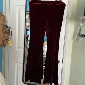 Red velvet bell bottoms